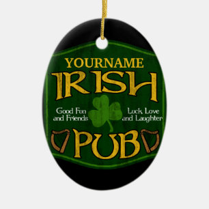 Personalised Irish Pub Sign Ceramic Tree Decoration