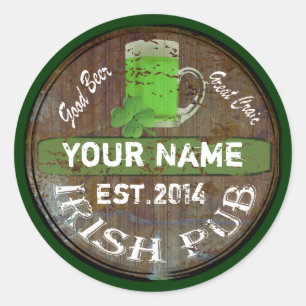 Personalised Irish pub sign Classic Round Sticker