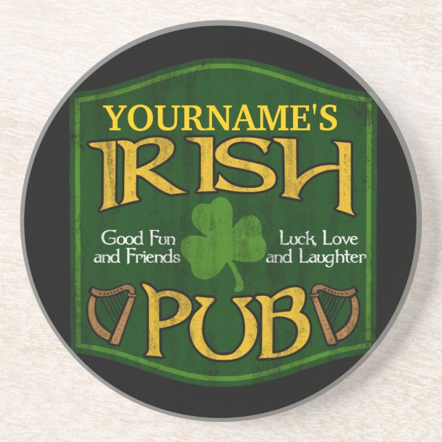 Personalised Irish Pub Sign Coaster (Front)