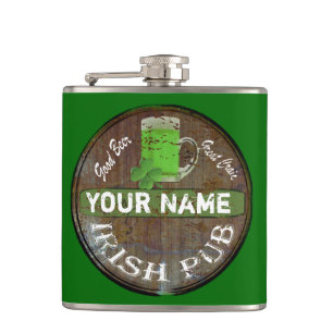Personalised Irish Pub sign Hip Flask