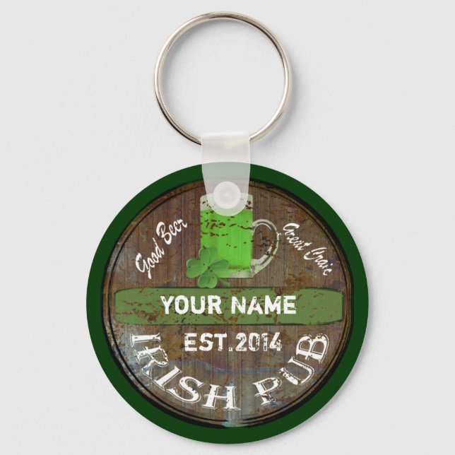 Personalised Irish pub sign Key Ring (Front)