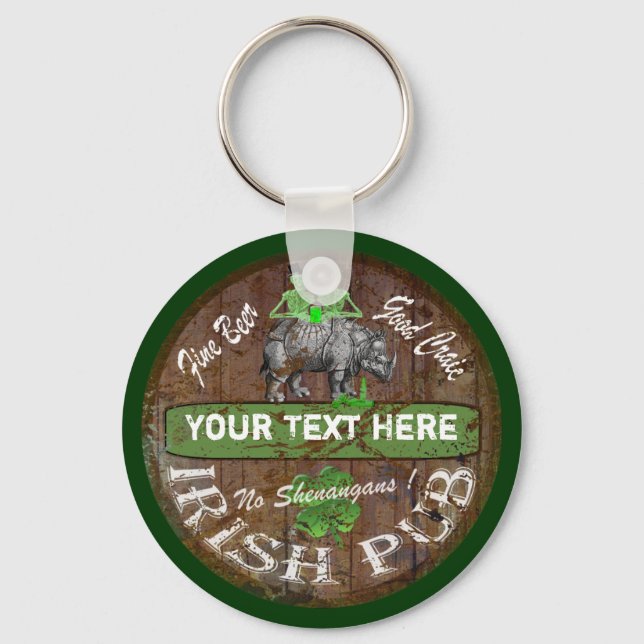Personalised Irish pub sign Key Ring (Front)