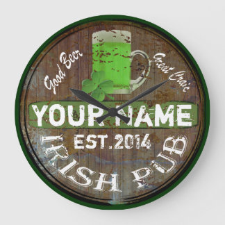 Personalised Irish pub sign Large Clock