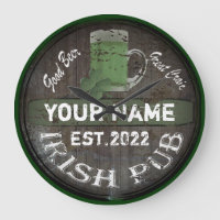 Personalised Irish pub sign Large Clock
