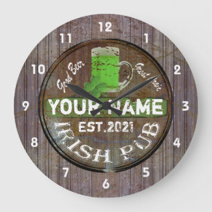Personalised Irish pub sign Large Clock