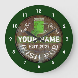 Personalised Irish pub sign Large Clock