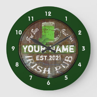 Personalised Irish pub sign Large Clock