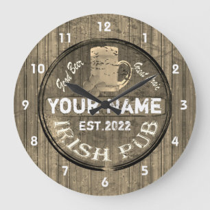 Personalised Irish pub sign  Large Clock