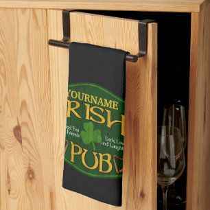 Personalised Irish Pub Sign Man Cave Bar Tea Towel