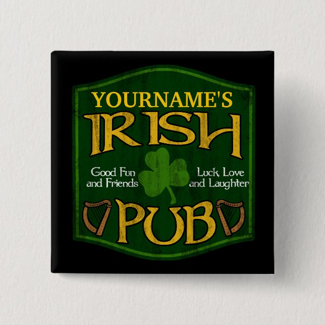 Personalised Irish Pub Sign Pin (Front)
