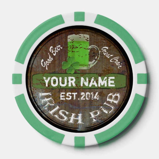 Personalised Irish Pub sign Poker Chips (Front)