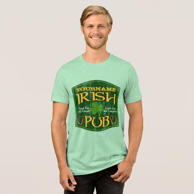 Personalised Irish Pub Sign Tri-Blend Shirt (Front Full)
