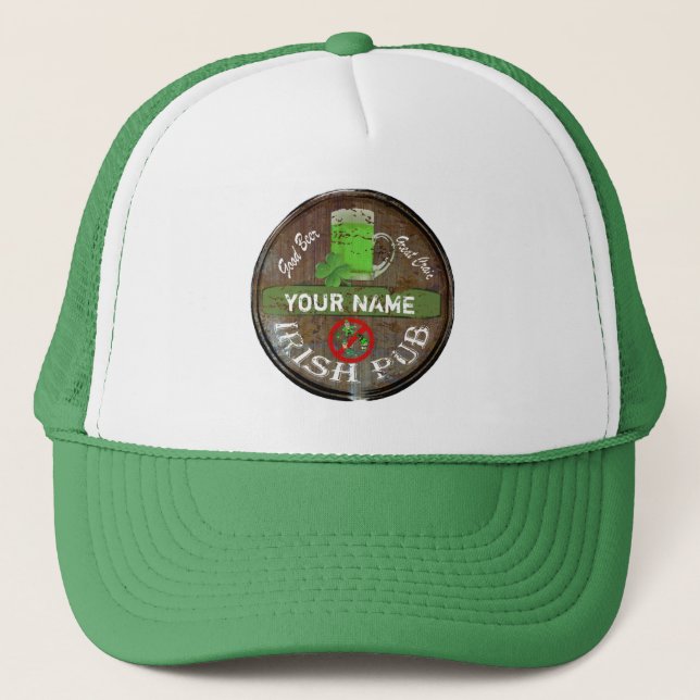 Personalised Irish pub sign Trucker Hat (Front)