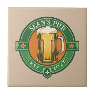 Personalised Irish Pub Sign with Custom Name Ceramic Tile