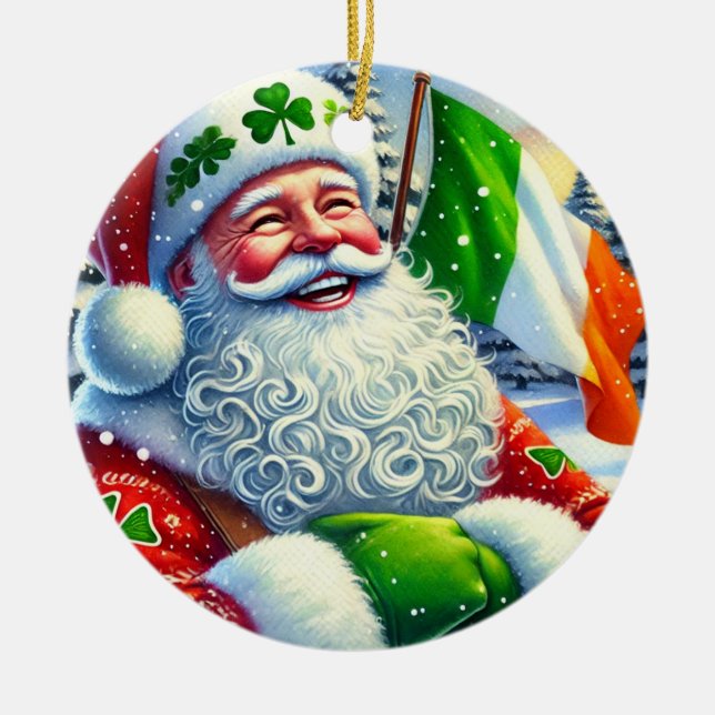 Personalised Irish Santa Christmas Ornament (Front)