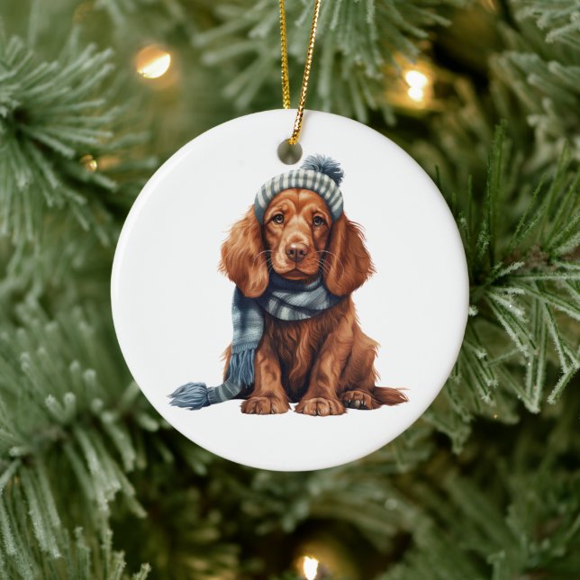 Personalised Irish Setter Dog Ceramic Ornament (Tree)