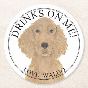 Personalised Irish Setter Dog Wedding Round Paper Coaster