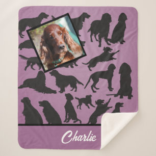 Personalised Irish Setter pattern Sherpa Blanket