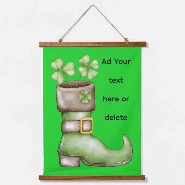 Personalised Irish Shamrock Leprechaun Boot Hanging Tapestry (Front)