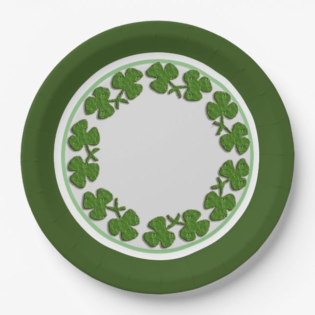 Personalised Irish Shamrock St. Patricks Day Party Paper Plate (Front)