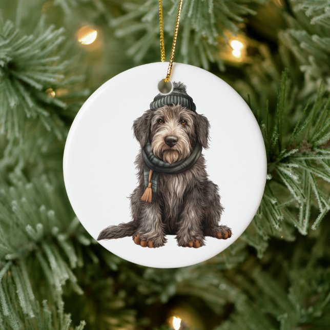 Personalised Irish Wolfhound Dog Ceramic Ornament (Tree)