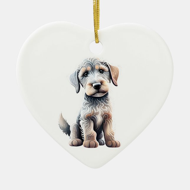 Personalised Irish Wolfhound Puppy Ceramic Ornament (Front)