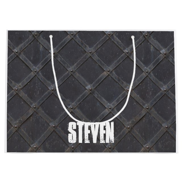 Personalised Iron Metal diamond pattern Large Gift Bag (Front)