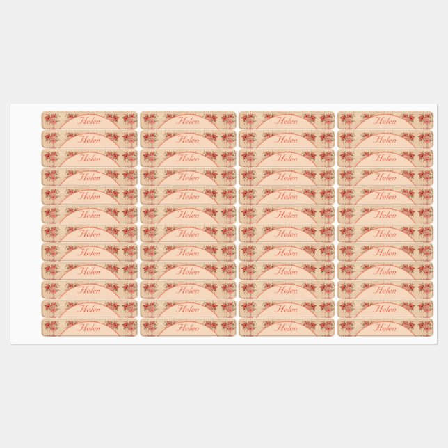 Personalised Iron On Flowered Clothing Label (Sheet)