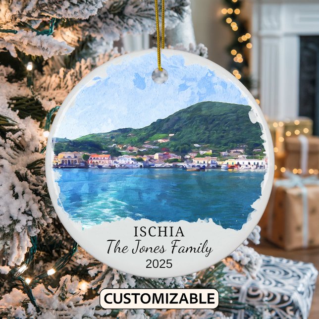 Personalised Ischia Ornament, Italy Ceramic Ornament (Creator Uploaded)