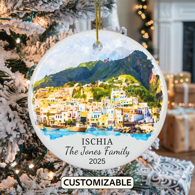 Personalised Ischia Ornament, Italy Ceramic Ornament (Creator Uploaded)