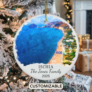 Personalised Ischia Ornament, Italy Gift Ceramic Ornament