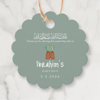Personalised Islamic Aqiqah Baby Boy Round Gift Favour Tags