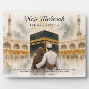 Personalised Islamic Couples Gift, Hajj Mubarak Plaque
