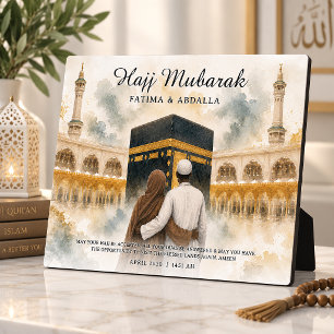 Personalised Islamic Couples Gift, Hajj Mubarak  Plaque