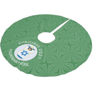 Personalised Israeli Angel Christmas Flag Brushed Polyester Tree Skirt