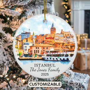 Personalised Istanbul Ornament, Turkey Gift Ceramic Ornament