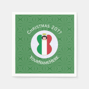 Personalised Italian Angel Christmas Flag  Napkin