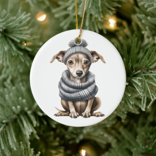 Personalised Italian Greyhound Dog Ceramic Ornament (Tree)