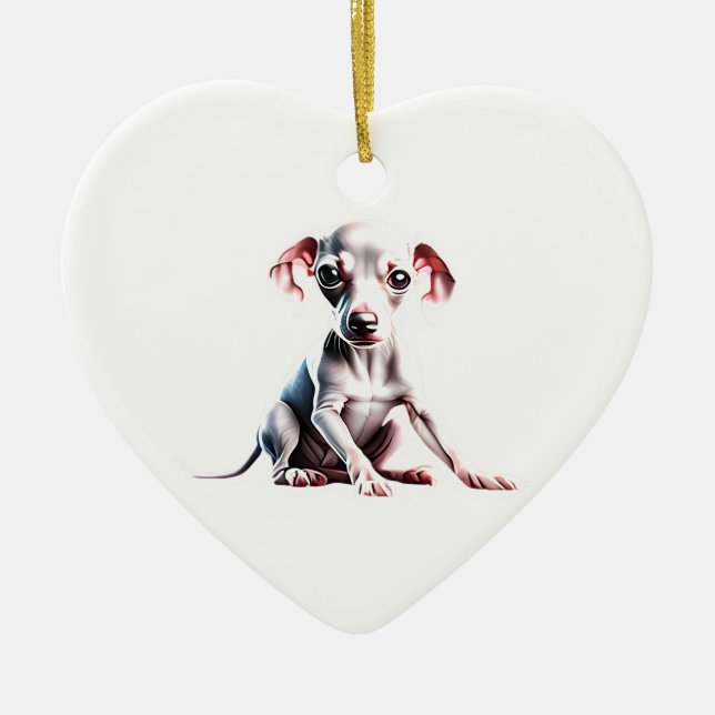 Personalised Italian Greyhound Puppy Ceramic Ornament (Front)