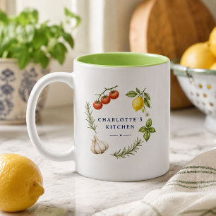 Personalised Italian Kitchen Herb Garden Tomato Two-Tone Coffee Mug