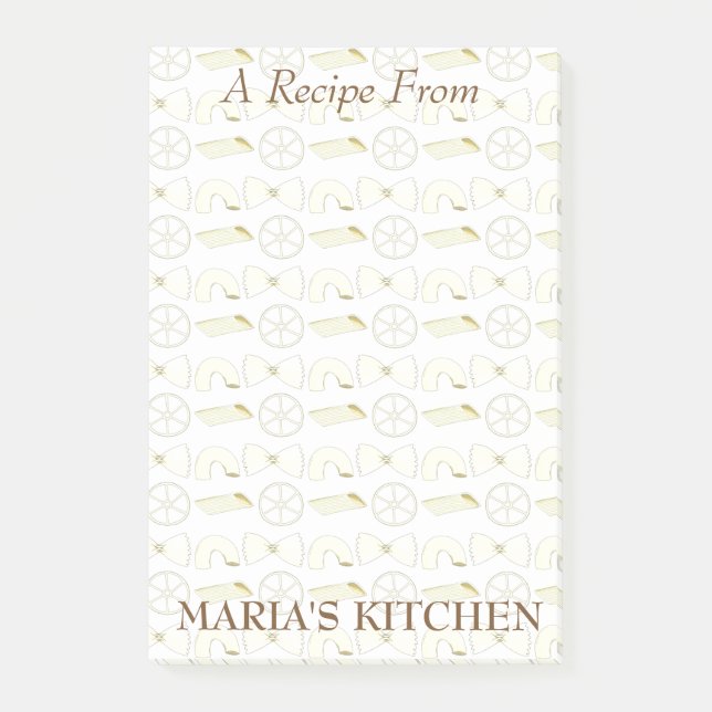 Personalised Italian Kitchen Recipe Pasta Post Its Post-it Notes (Front)