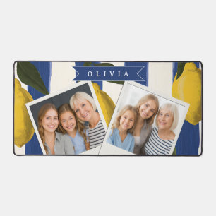 Personalised Italian Lemon Stripe Coastal Desk Mat