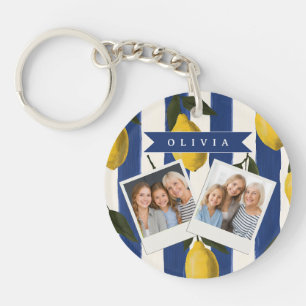 Personalised Italian Lemon Stripe Coastal Key Ring