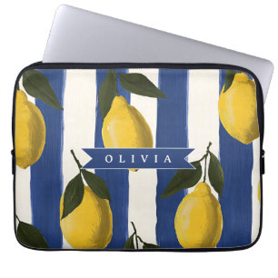 Personalised Italian Lemon Stripe Coastal Laptop Sleeve