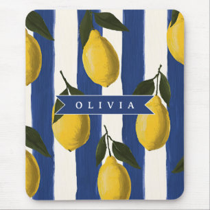Personalised Italian Lemon Stripe Coastal Mouse Pad