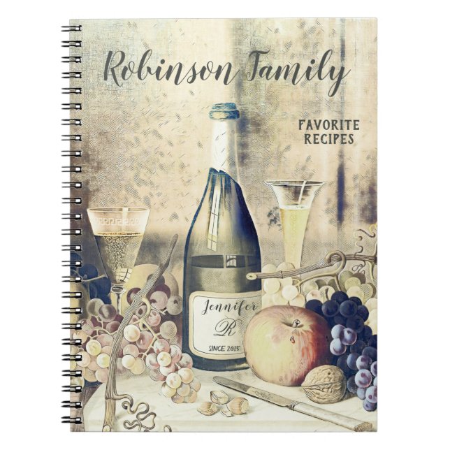 Personalised Italian Recipe Cookbook Notebook (Front)