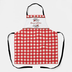 Personalised Italian Red Gingham Cooking Apron