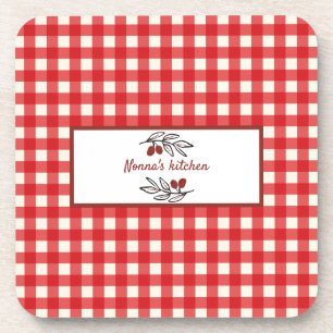 Personalised Italian Red Gingham Cooking Coaster