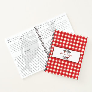 Personalised Italian Red Gingham Cooking Notebook