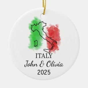 Personalised Italy Ornament, Italy Flag Gift Ceramic Ornament